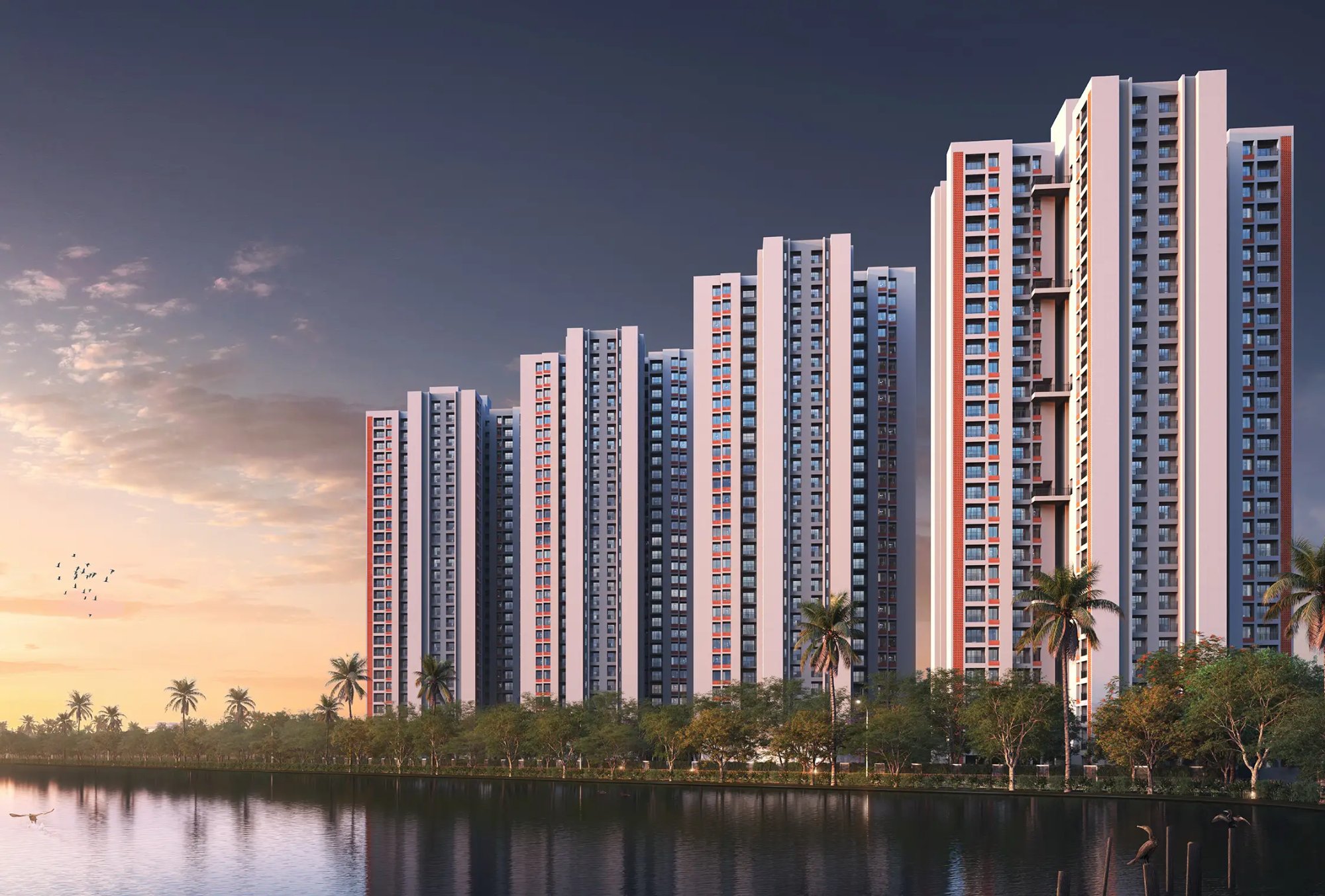 DTC Downtown open landscaped space with children playing and shaded walkways